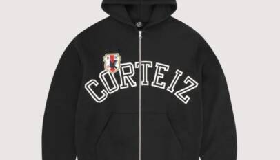Corteiz Arch Shield Zip Hoodie Black