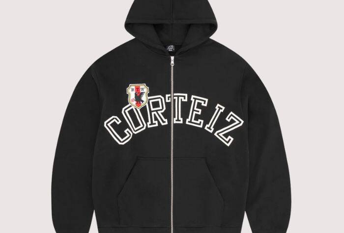 Corteiz Arch Shield Zip Hoodie Black