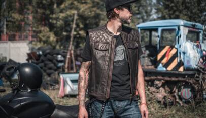 mens biker leather vest
